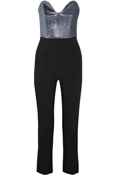 Shop Roland Mouret Thira Strapless Lurex And Crepe Jumpsuit | In Black