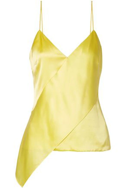 Shop Cushnie Et Ochs Paulina Asymmetric Silk-charmeuse Camisole In Yellow