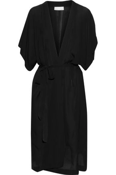 Shop Fleur Du Mal Woman Silk Crepe De Chine Robe Black