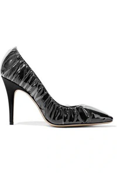 Shop Jimmy Choo + Off-white Anne Layered Pvc And Satin Pumps In Black