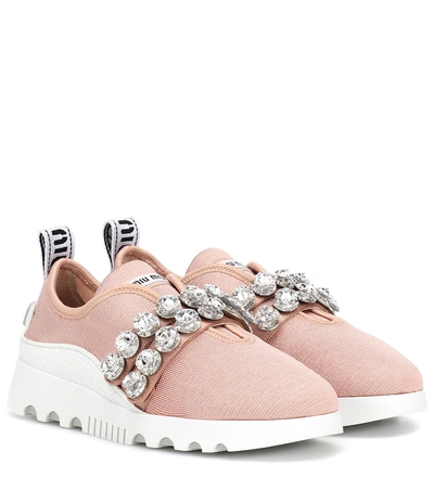 Miu Miu Embellished Sneakers In Pink | ModeSens