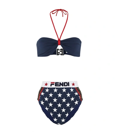 Shop Fendi Mania Printed Bikini In Blue