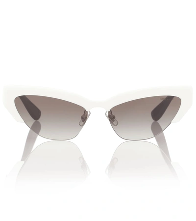 Shop Miu Miu Cat-eye Sunglasses In White