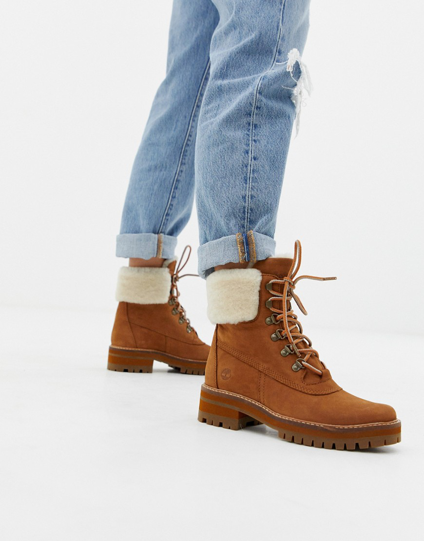 timberland tan courmayeur valley shearling boots