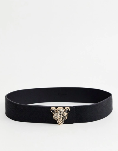 Shop Vero Moda Leopard Buckle Belt - Black