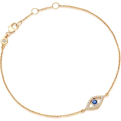 Shop Astley Clarke Women's Yellow Gold Evil Eye 14ct Yellow Gold, Sapphire And Diamond Bracelet