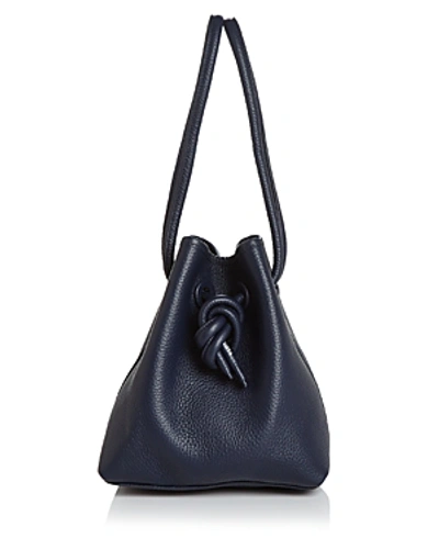 Shop Vasic Bond Small Leather Tote In Navy Blue/gold