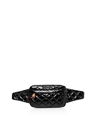Shop Mz Wallace Metro Lacquer Belt Bag In Black/gold