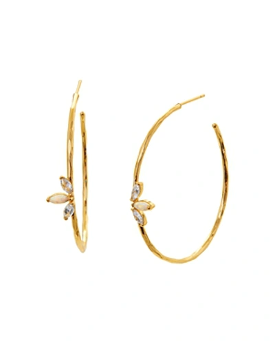 Shop Gorjana Perry Triple Stone Hoop Earrings In Gold