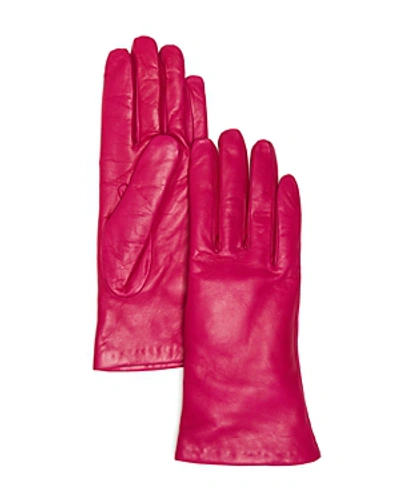 Shop Bloomingdale's Cashmere-lined Leather Gloves - 100% Exclusive In Fuchsia