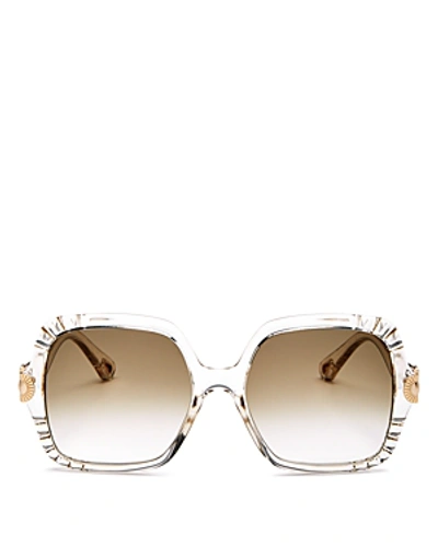 Shop Chloé Square Sunglasses, 55mm In Champagne/brown