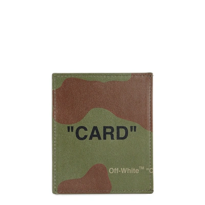 Shop Off-white Camouflage-print Leather Card Holder In Khaki