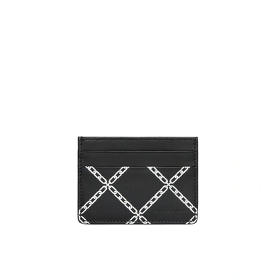 Shop Burberry Link Print Leather Card Case In Black/chain