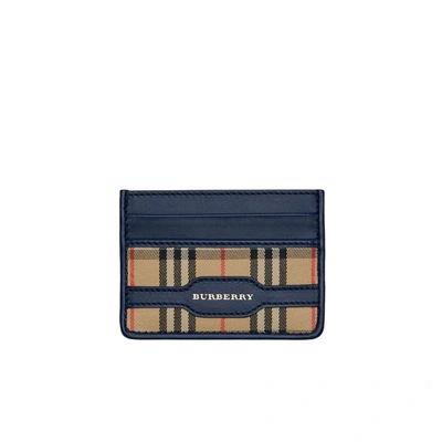 Shop Burberry 1983 Check And Leather Card Case In Ink Blue