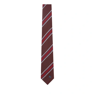 Shop Burberry Modern Cut Striped Silk Jacquard Tie In Oxblood