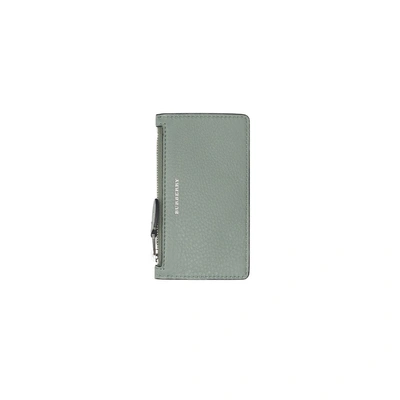 Shop Burberry Two-tone Leather Card Case In Grey Blue