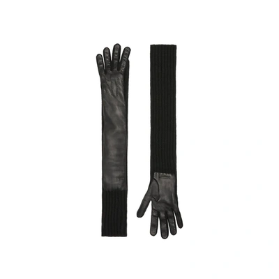 Shop Burberry Cashmere And Lambskin Longline Gloves In Black/ Black
