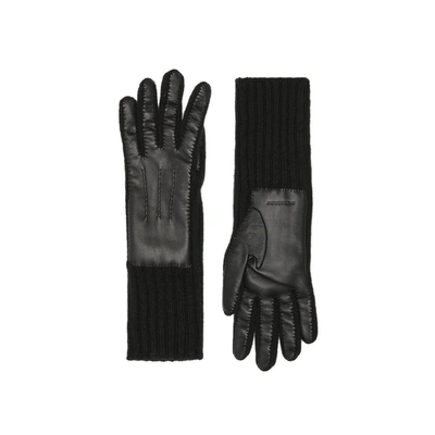 Shop Burberry Cashmere And Lambskin Gloves In Black/ Black