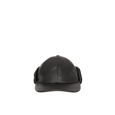 Shop Burberry Shearling And Leather Baseball Cap