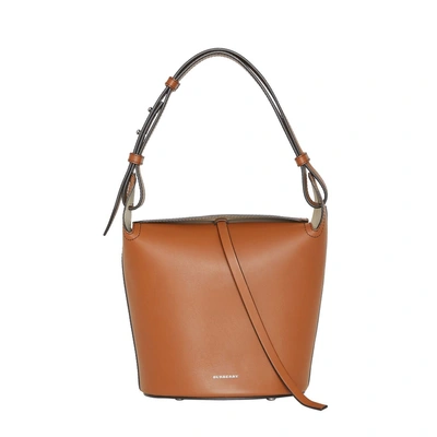 Shop Burberry The Small Leather Bucket Bag In Tan