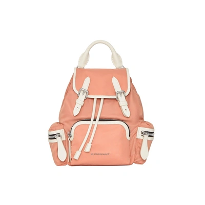 Shop Burberry The Small Crossbody Rucksack In Nylon In Powder Pink