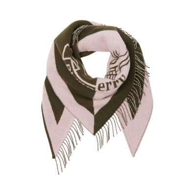Shop Burberry Bandana In Crest Detail Wool Cashmere In Chalk Pink