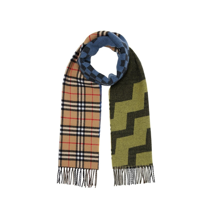 Colour Block Wool Cashmere Scarf 