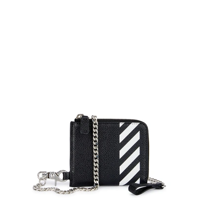 Shop Off-white Diag Black Leather Wallet-on-chain