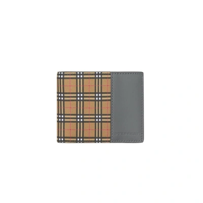 Shop Burberry Small Scale Check And Leather Bifold Wallet