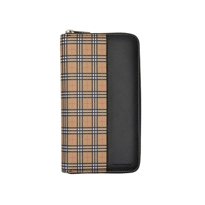 Shop Burberry Small Scale Check And Leather Ziparound Wallet