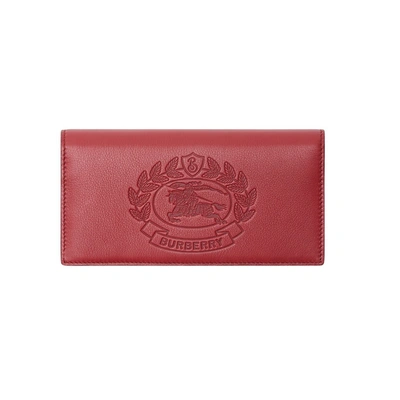 Shop Burberry Embossed Crest Leather Continental Wallet