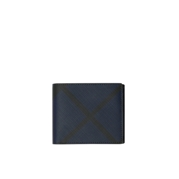 Burberry London Check Bifold Wallet With Id Card Case In Navy/black |  ModeSens