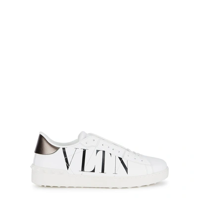Shop Valentino Vltn White Leather Sneakers