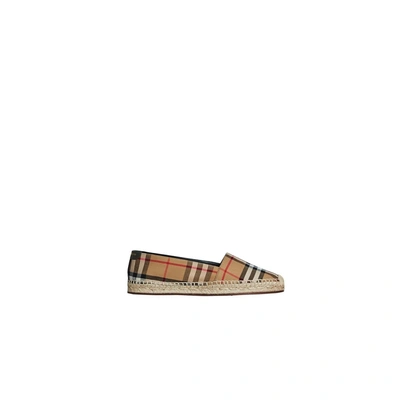 Shop Burberry Vintage Check And Leather Espadrilles In Antique Yellow