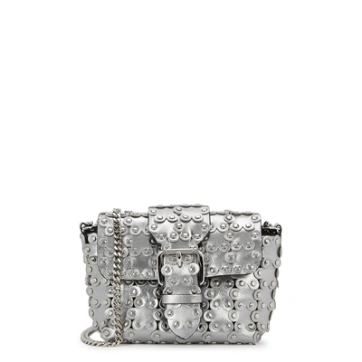 Shop Red Valentino Flower Puzzle Silver Leather Cross-body Bag