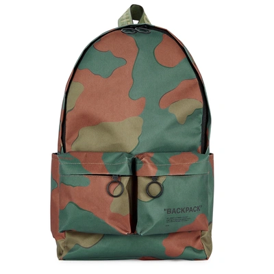 Shop Off-white Camouflage-print Canvas Backpack