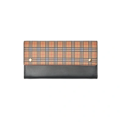 Shop Burberry Small Scale Check And Leather Continental Wallet