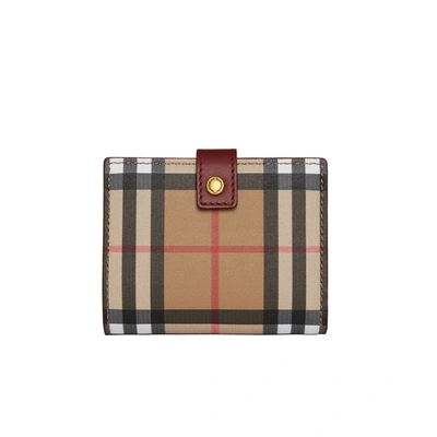 Shop Burberry Vintage Check And Leather Folding Wallet