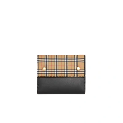 Shop Burberry Small Scale Check And Leather Folding Wallet