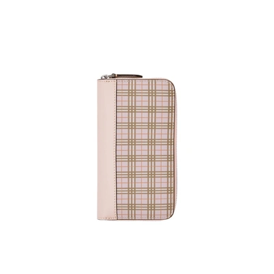 Shop Burberry Small Scale Check And Leather Ziparound Wallet