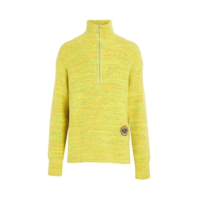 Shop Burberry Rib Knit Wool Cashmere Blend Half-zip Sweater