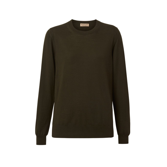 vintage check detail merino wool sweater