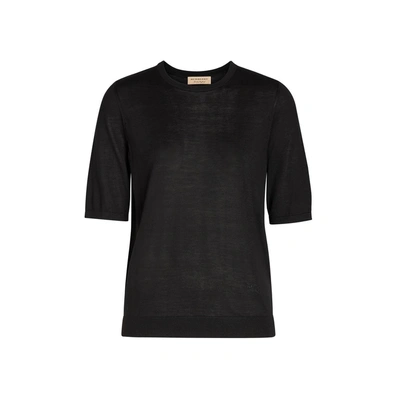 Shop Burberry Short-sleeve Silk Cashmere Sweater In Black