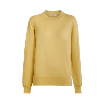 Shop Burberry Logo Detail Merino Wool Sweater In Primrose Yellow