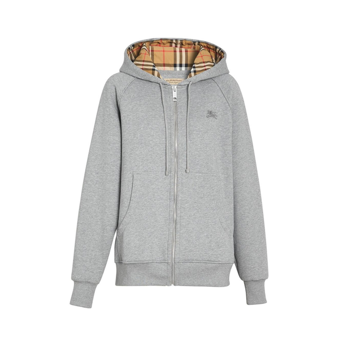 burberry vintage check detail jersey hooded top