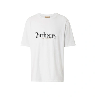 Shop Burberry Embroidered Archive Logo Cotton T-shirt In White
