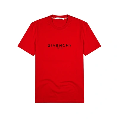 Shop Givenchy Red Logo-print Cotton T-shirt
