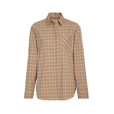 Shop Burberry Check Cotton Shirt In Antique Yel Ip Chk