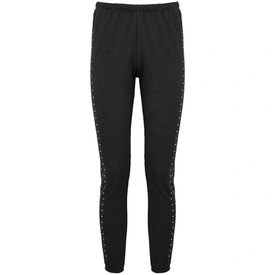 Shop Wildfox Track Glitz Charcoal Jersey Sweatpants In Nearly Black