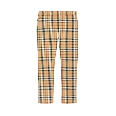 Shop Burberry Vintage Check Wool Cigarette Trousers In Antique Yel Ip Chk